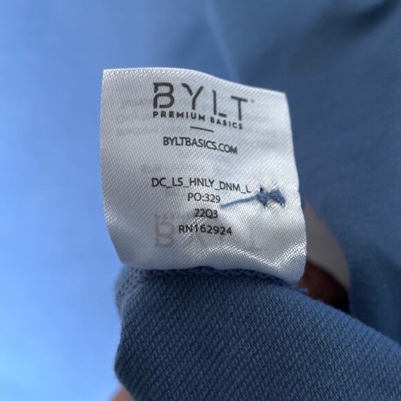 BYLT Premium Basics Drop-Cut Long Sleeve Henley – Blue – Size L - Picture 6 of 8